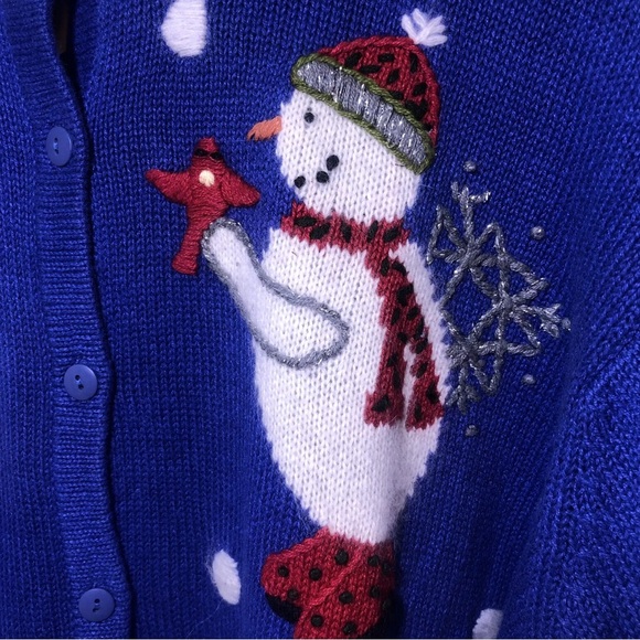 Quacker Factory 1X CUTE Vintage snowman/winter cardigan sweater EUC - Picture 7 of 11
